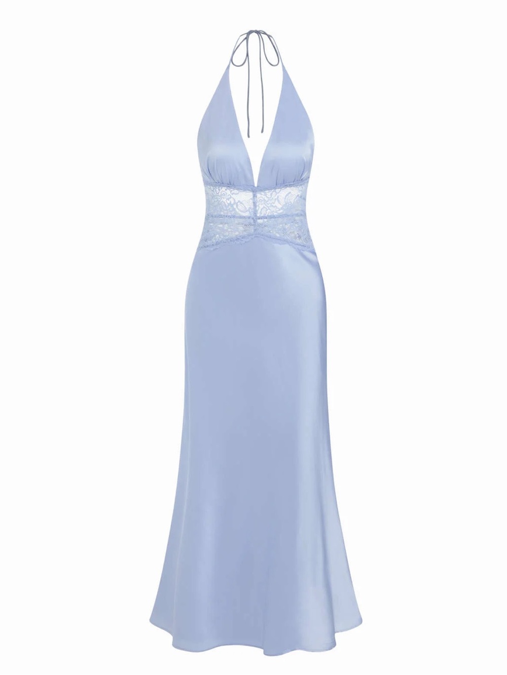 Satin Lace Panel Mermaid Maxi Dress